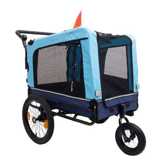 Foldable Dog Stroller – Heavy Duty Pet Bicycle Trailer (Blue)
