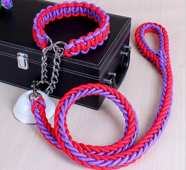 Heavy Duty Braided Dog Collar & Leash Set – Chain-Link Safety, Stylish Control