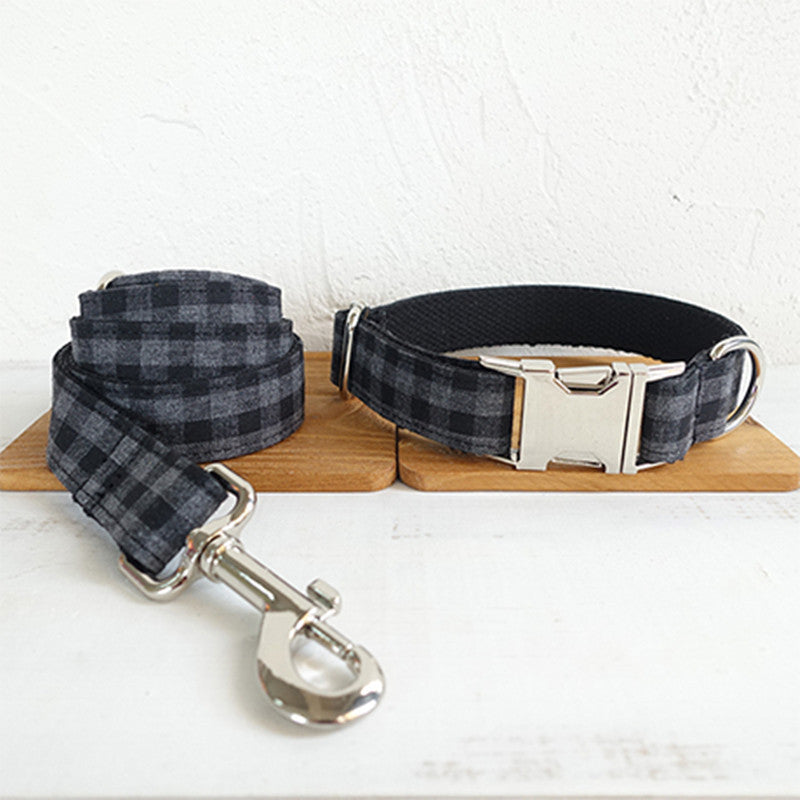 Plaid Dog Collar & Leash Set – Stylish & Secure for Daily Walks