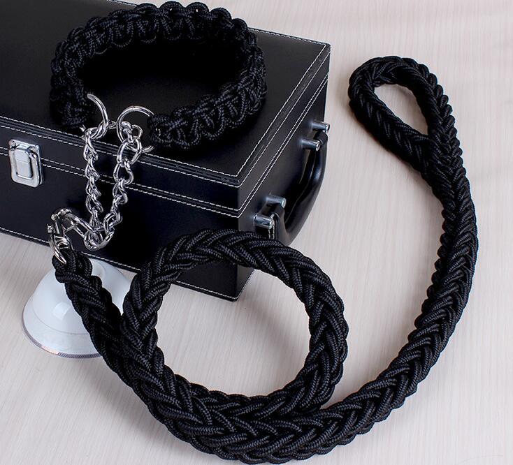 Heavy Duty Braided Dog Collar & Leash Set – Chain-Link Safety, Stylish Control