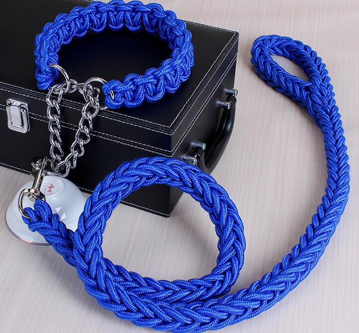 Heavy Duty Braided Dog Collar & Leash Set – Chain-Link Safety, Stylish Control