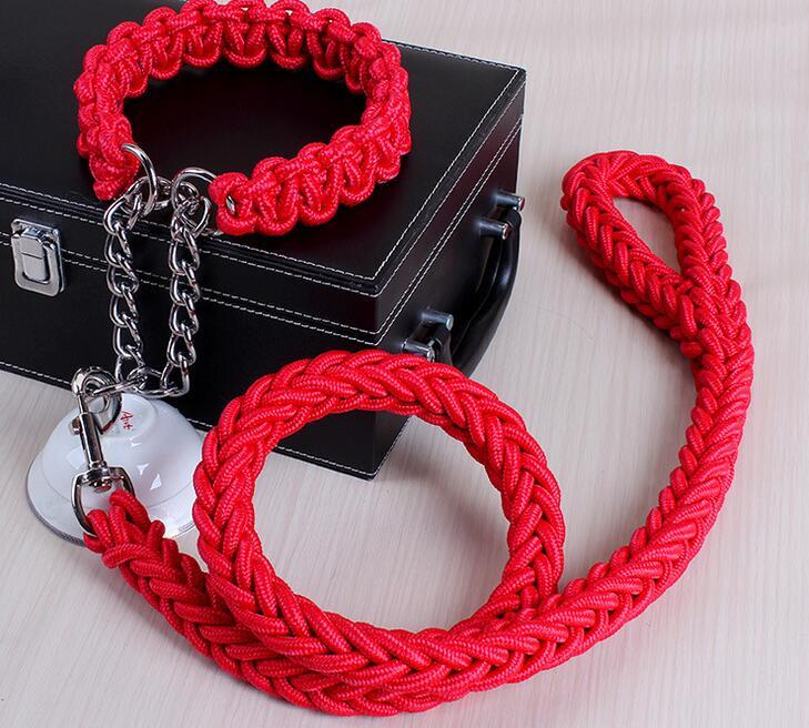 Heavy Duty Braided Dog Collar & Leash Set – Chain-Link Safety, Stylish Control
