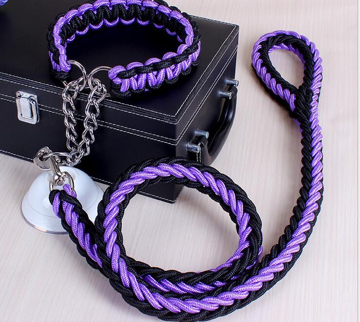 Heavy Duty Braided Dog Collar & Leash Set – Chain-Link Safety, Stylish Control