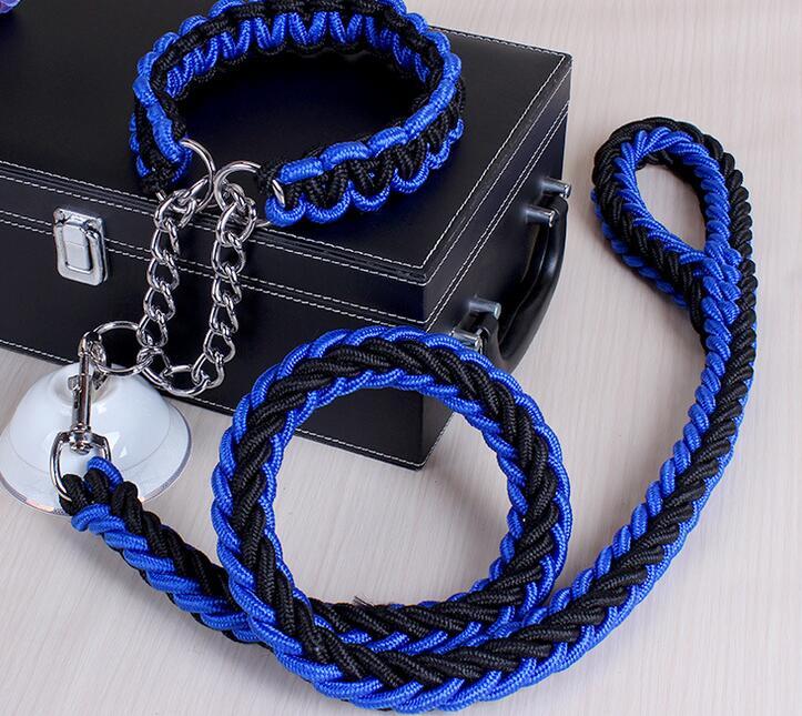 Heavy Duty Braided Dog Collar & Leash Set – Chain-Link Safety, Stylish Control