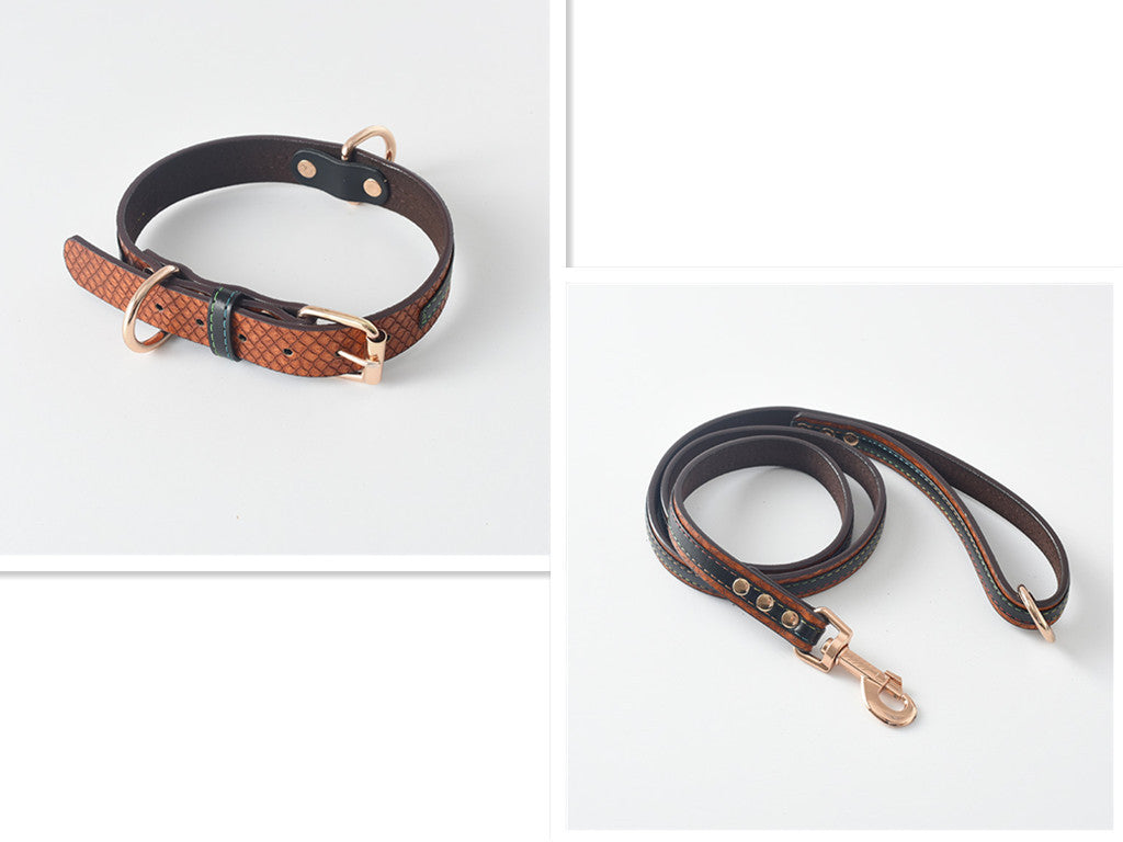 Premium Faux Leather Dog Collar & Leash Set – Durable & Adjustable