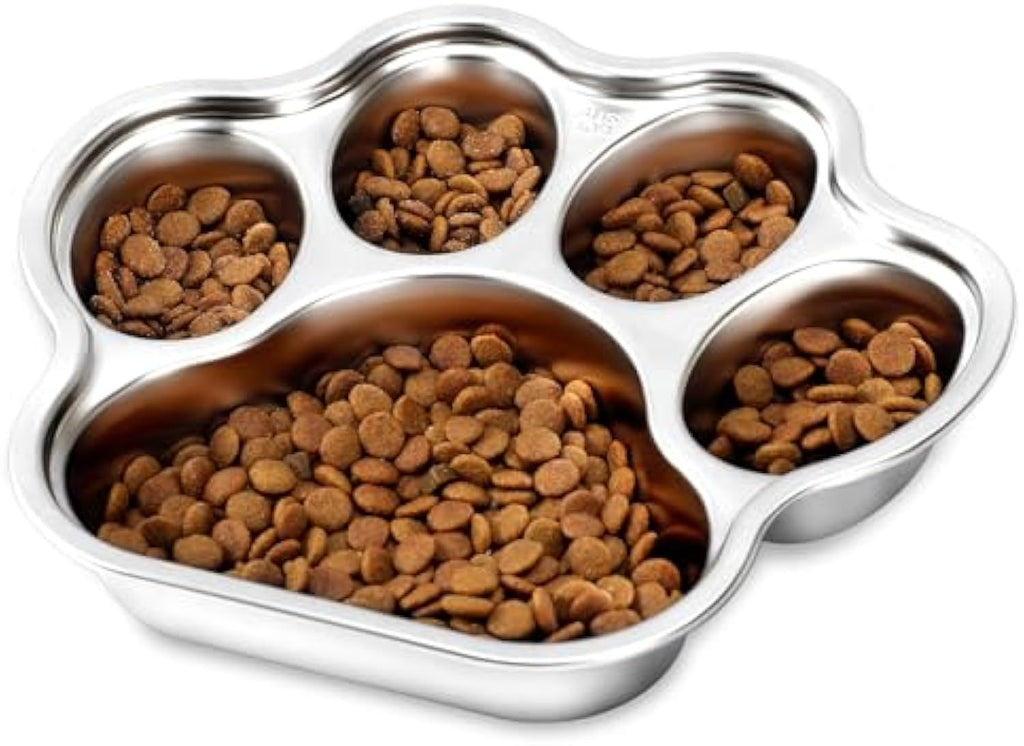 Stainless Steel Dog Paw Slow Feeder Bowl – Non-Slip Feeding Dish for Small & Medium Dogs