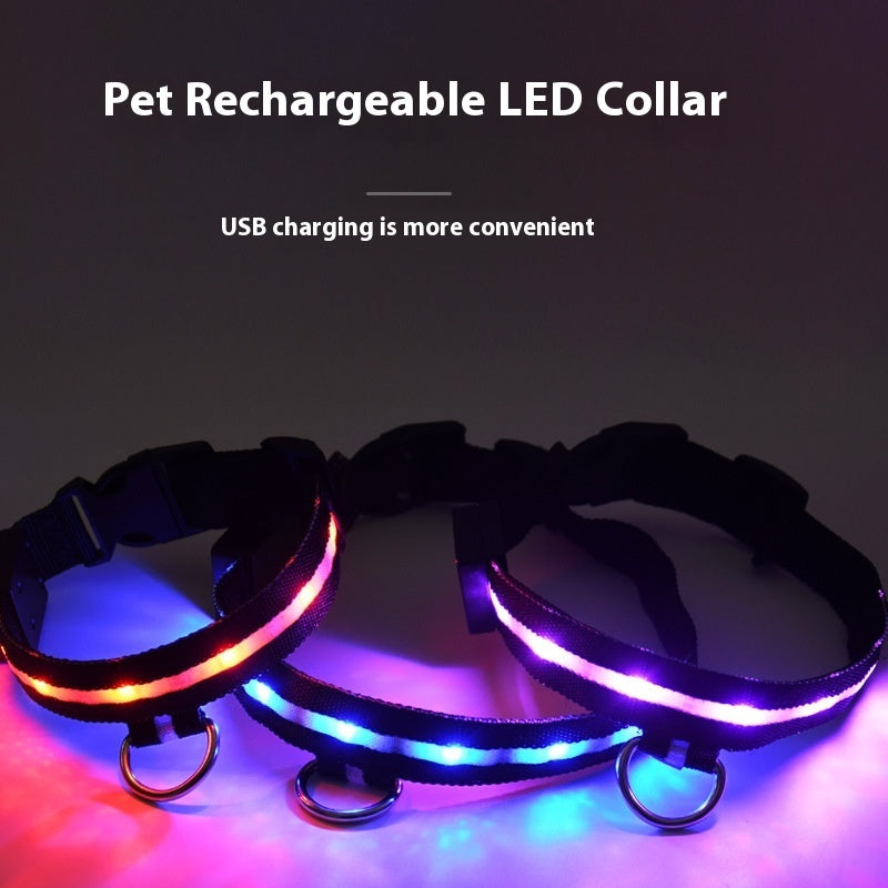 Rechargeable LED Dog Collar – USB Luminous Night Safety Light