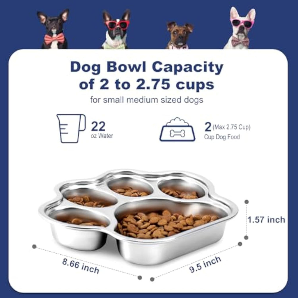 Stainless Steel Dog Paw Slow Feeder Bowl – Non-Slip Feeding Dish for Small & Medium Dogs