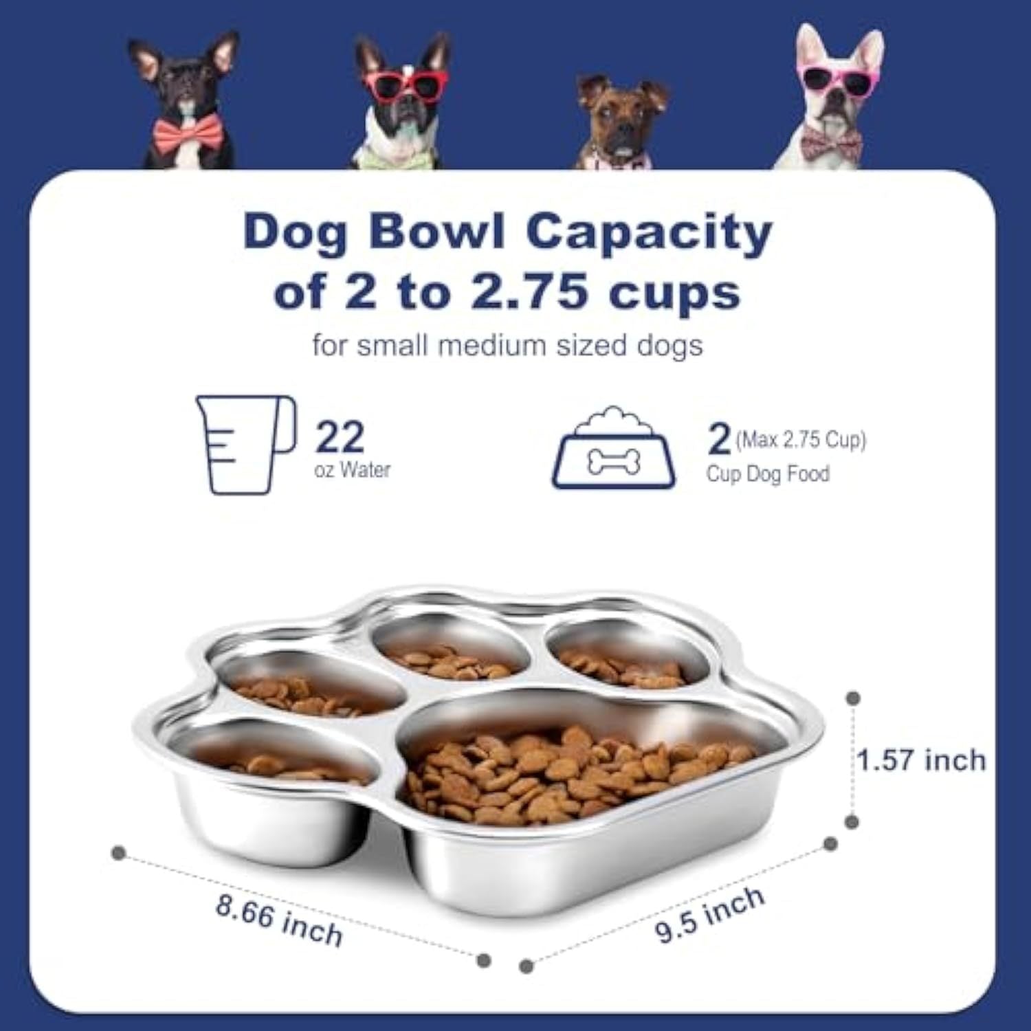 Stainless Steel Dog Paw Slow Feeder Bowl – Non-Slip Feeding Dish for Small & Medium Dogs
