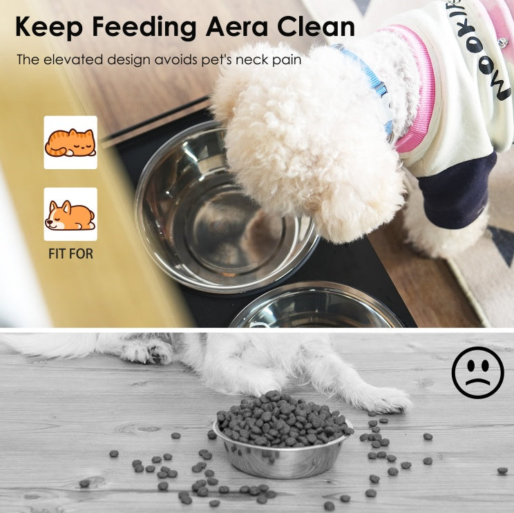 Luxury Dog Feeding Station with Cabinet Storage & Dual Bowls – Anti-Tip, Side Hooks & Concealed Design