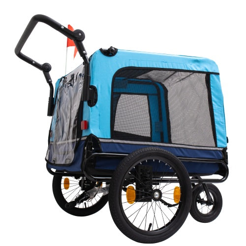 Foldable Dog Stroller – Heavy Duty Pet Bicycle Trailer (Blue)